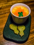 Daiginjyo Sake Kasu Pudding With Persimmon and Cinnamon Gelatin (Daiginjyo Purinn) - Ippuku, Berkeley, CA