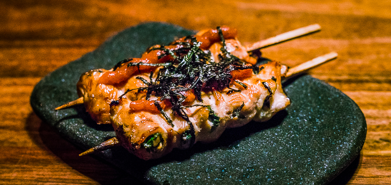 Breast Rolled With Shiso and Plum (Shiso Maki) Kushi - Ippuku, Berkeley, CA